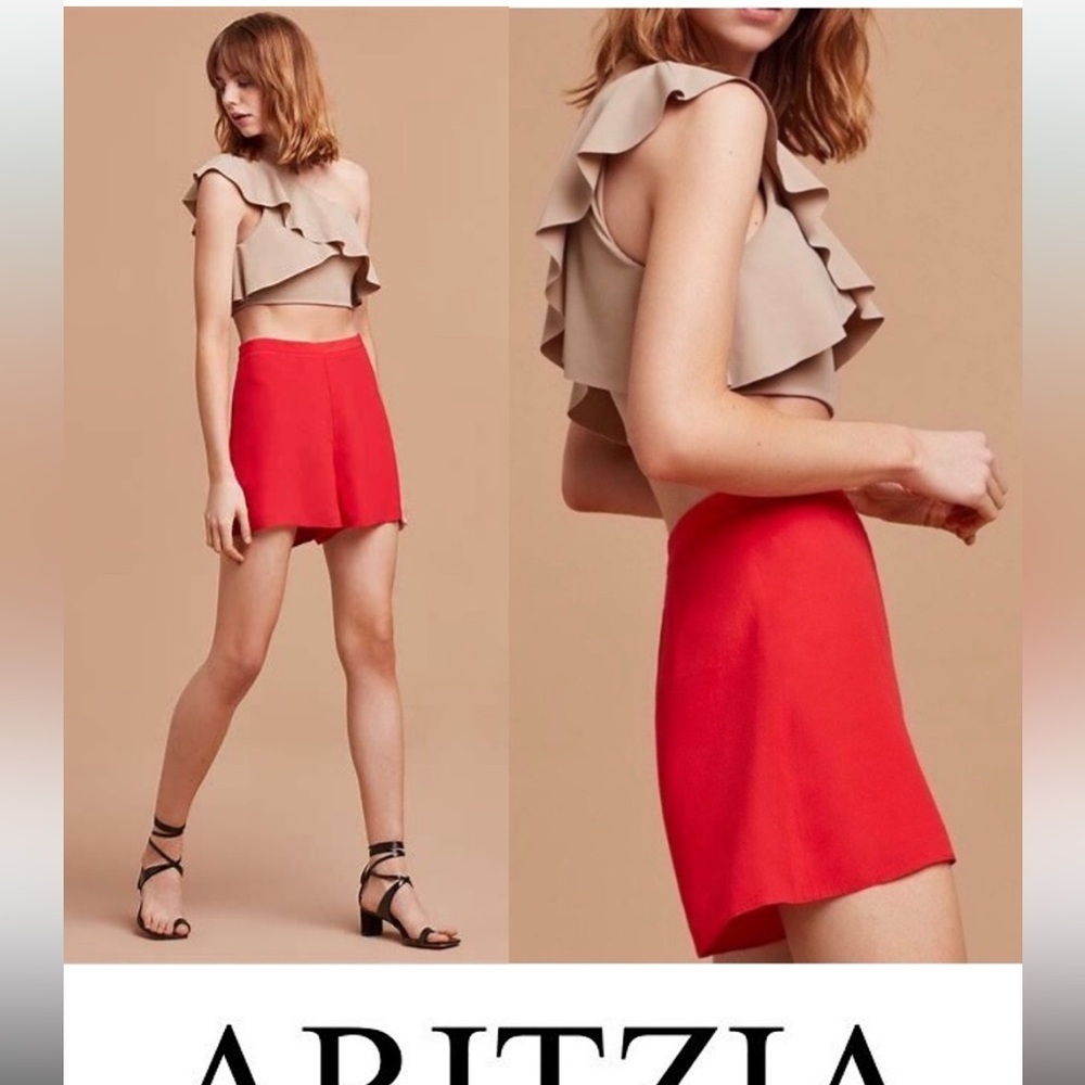 Aritzia Wilfred Emelyn black Crepe High Waisted Rise Flat Front Shorts 62717 s10